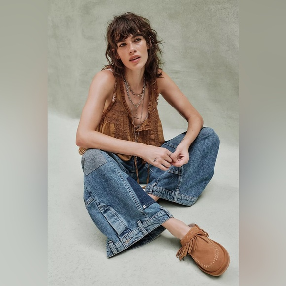 New Free People Fallon Fringe Mules - Picture 2 of 7